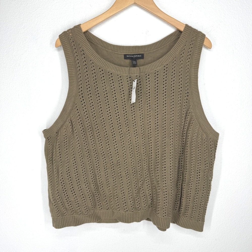 Banana Republic Pointelle Knit Sleeveless Sweater Size XXL Vest Layer Academia